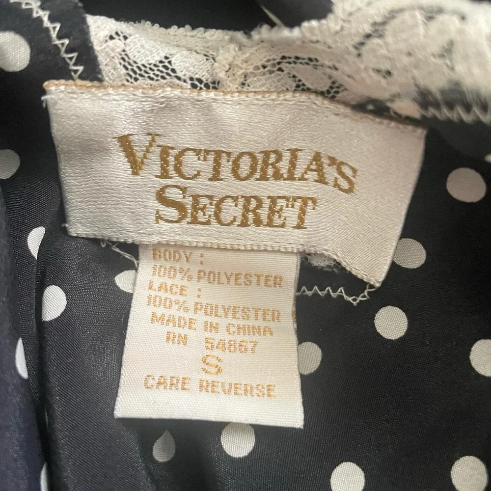 Vintage Victoria's Secret Gold Label Black & White Polka Dot Slip Dress - Picture 4 of 4